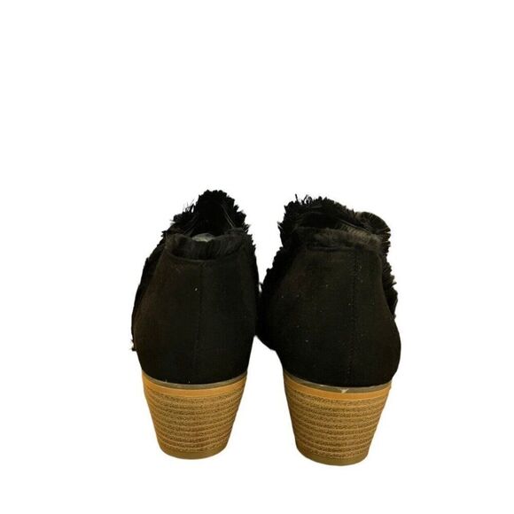 Women's 9 M Black Faux Suede Ankle Booties Soft Cushion Wedge Pull On Shoes - Picture 5 of 8